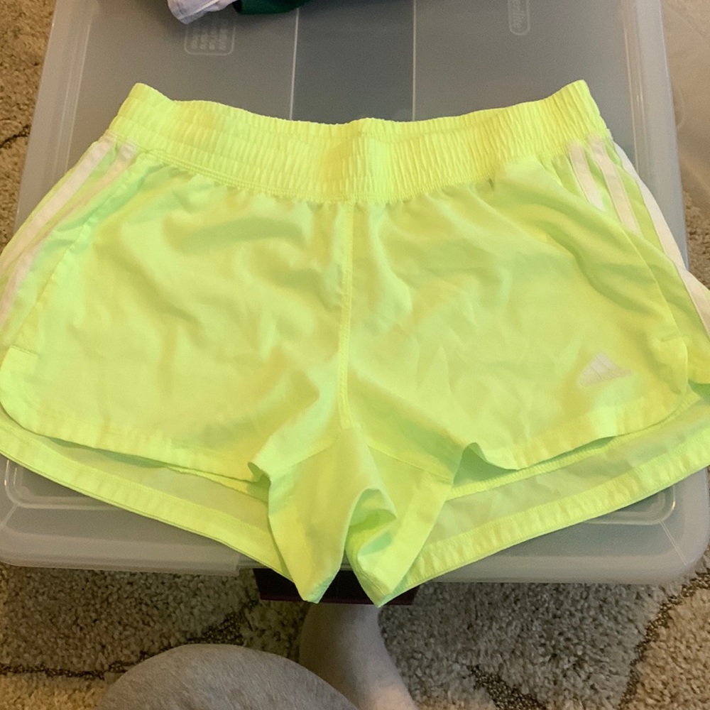 ADIDAS HIGHLIGHTER YELLOW SHORTS SIZE S